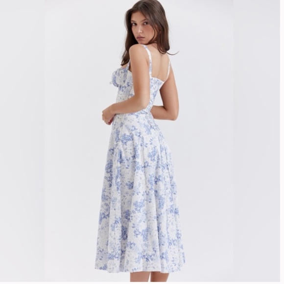 House of Cb Carmen Blue Print Bustier Sundress - Picture 2 of 9
